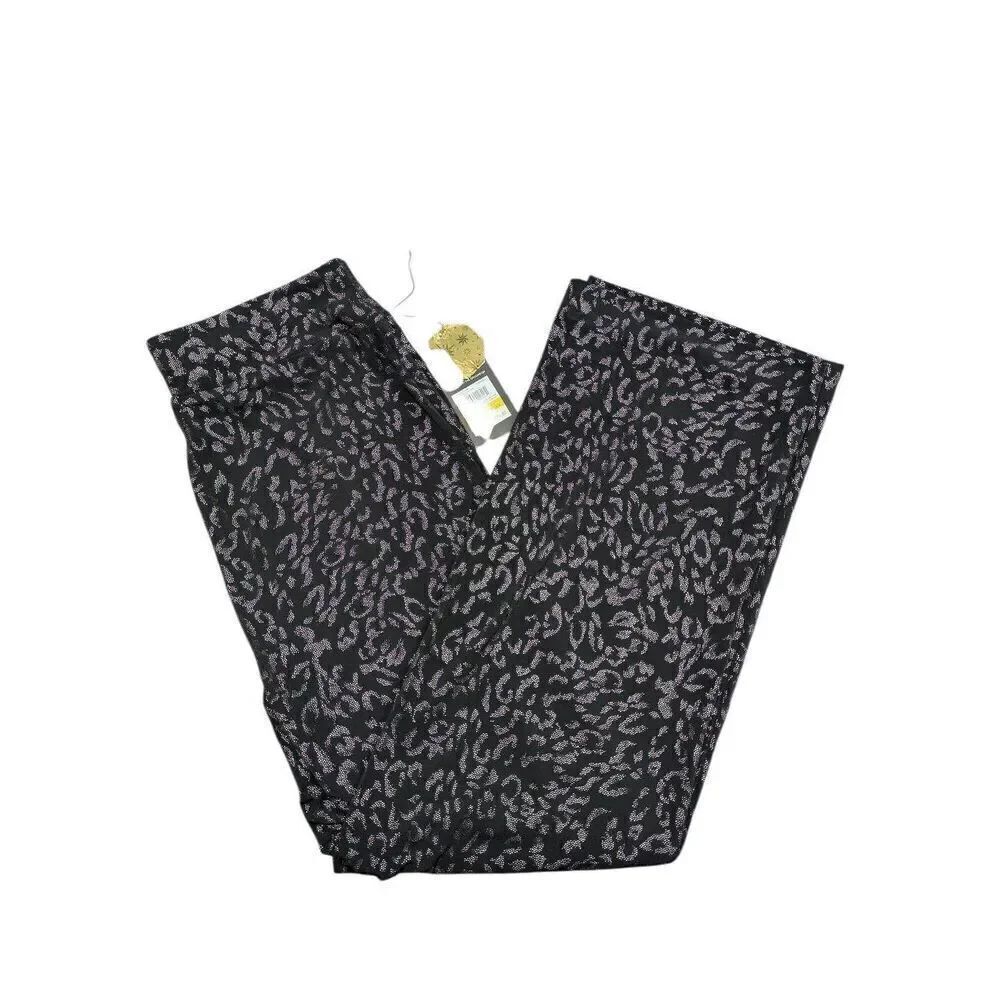 Nine West High Rise Long Black & Silver Leopard Stretch Women's Size Medium